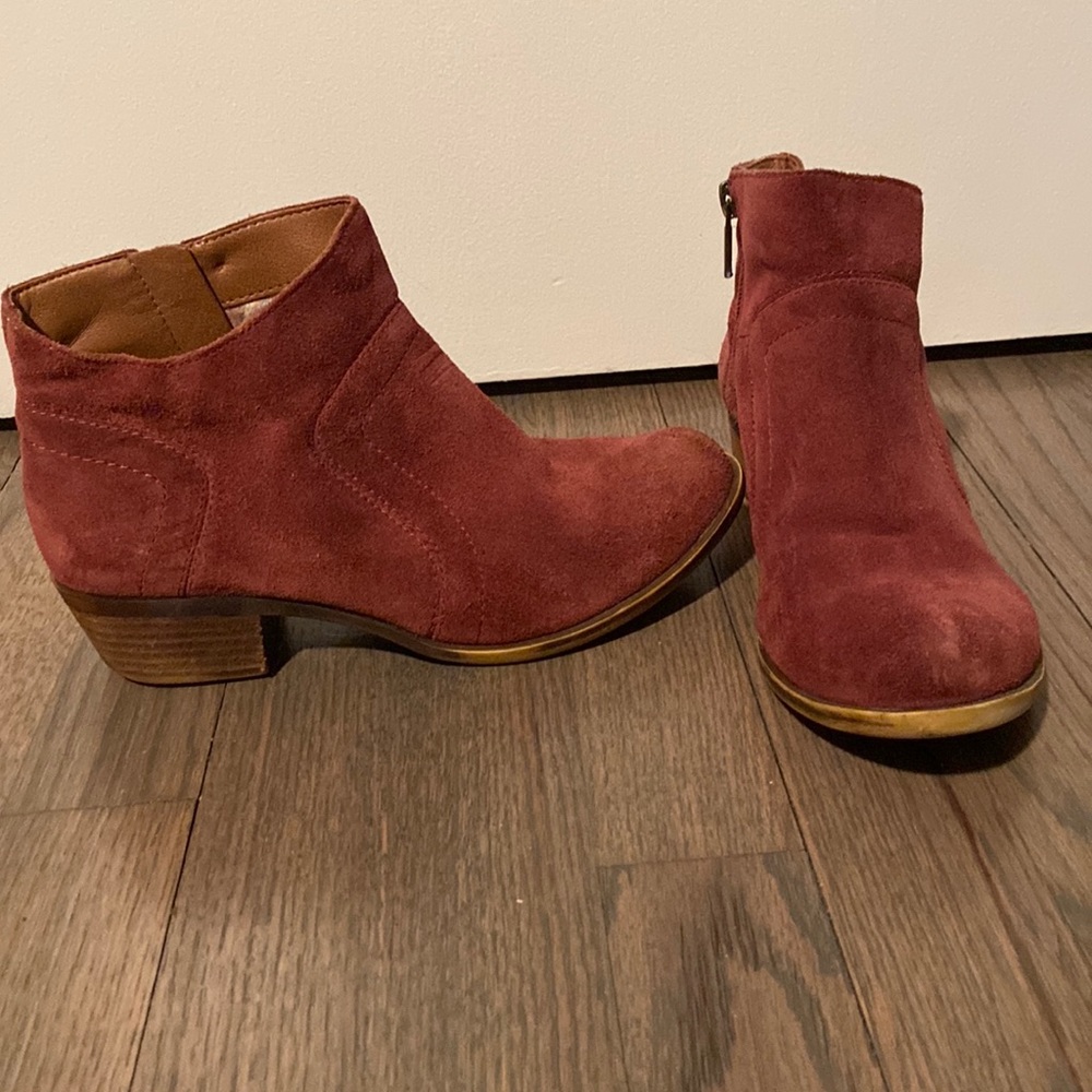 Lucky brand red suede booties size 6